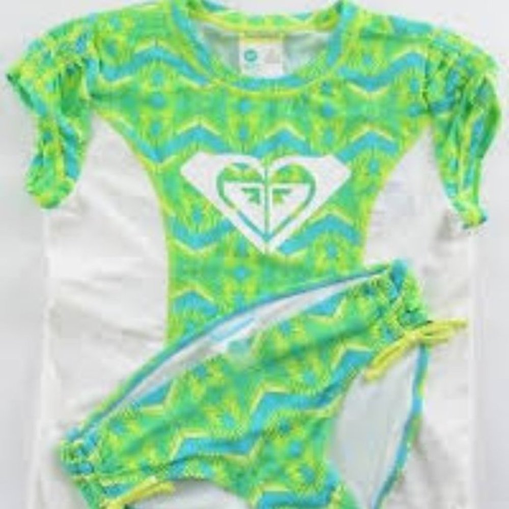 Roxy Girl 2 Piece Rash Guard Top & Bottoms NWT
